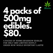 4 Packs of 500mg Sparrow Gummy Edibles for ONLY $80.00!