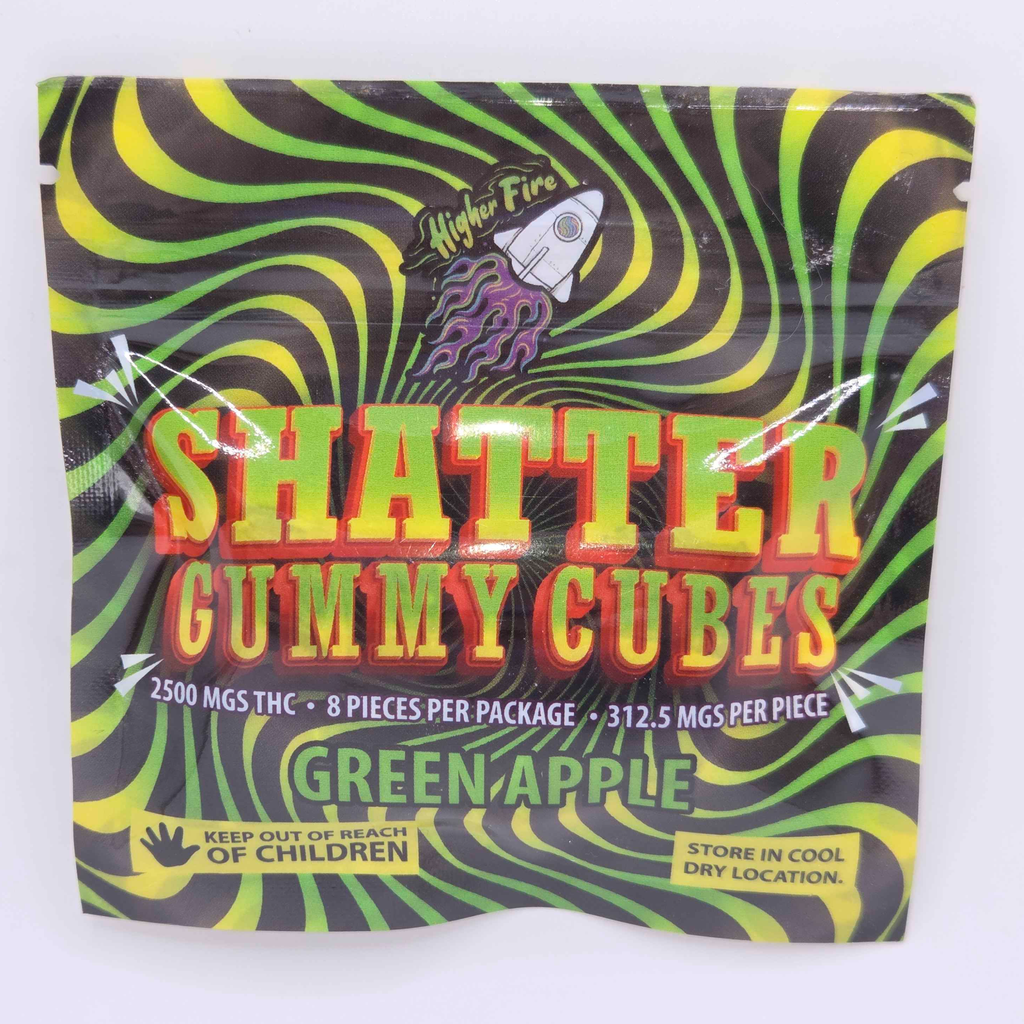 *NEW* Shatter Gummy Cubes 2500mg Green Apple