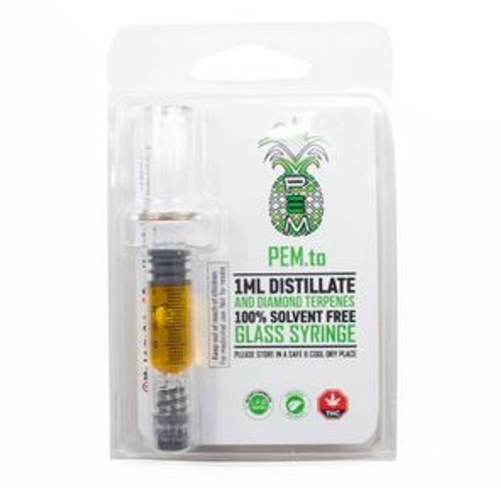 1ml Indica Distillate Syringe with Diamond Terpenes by Pineapple Express Meds PEX / PEM