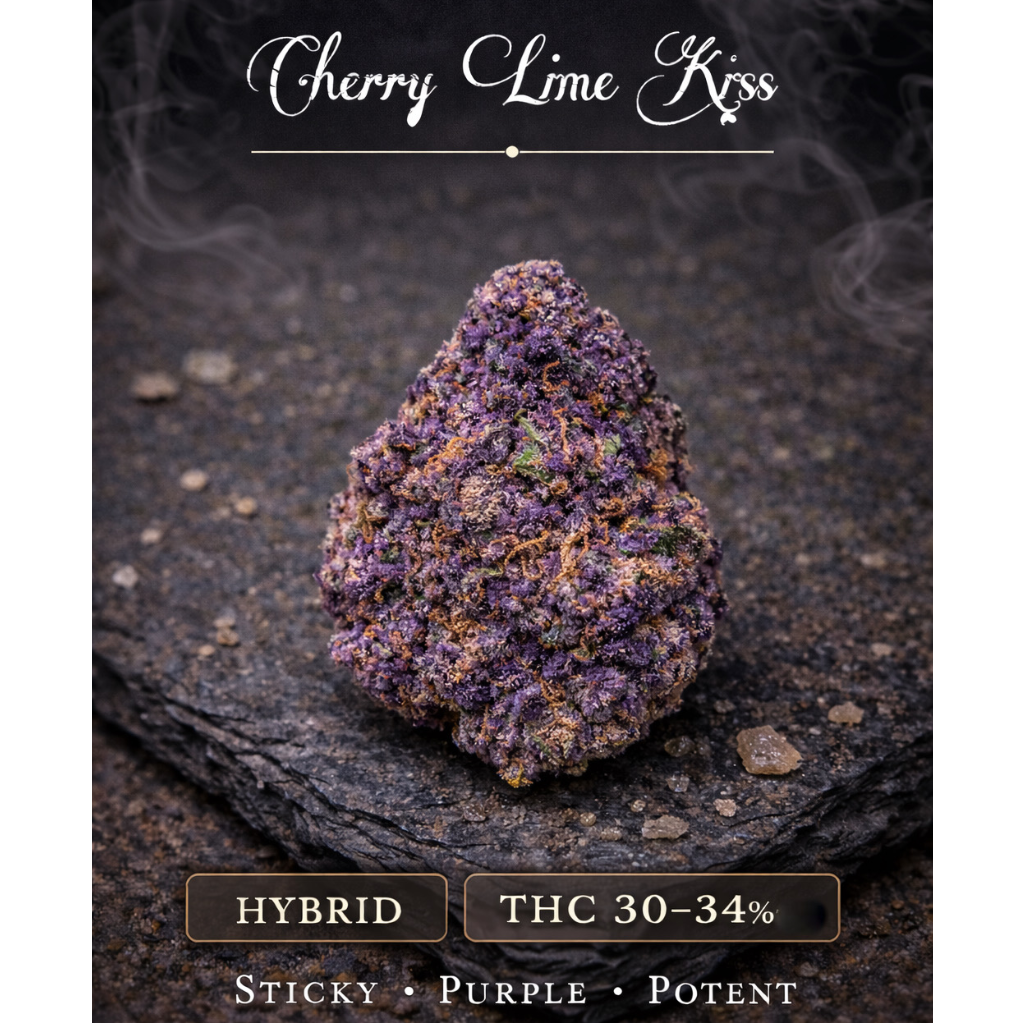 Cherry Lime Kiss 💋 🍒 | HYBRID | 30-34% THC |  $120 an oz | $180 for 2 Ozs | $340 for 4 oz | $550 for 8 ozs | $1000 a pound 