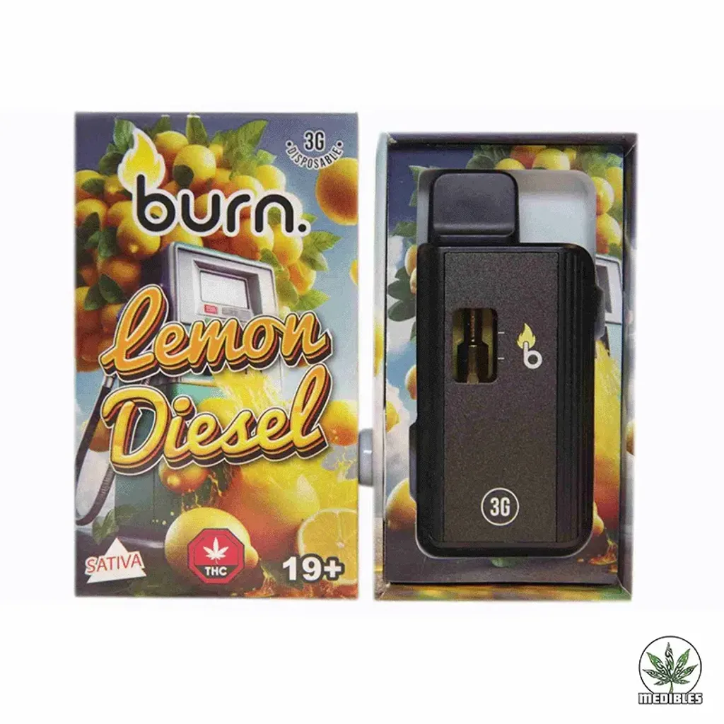Burn 3g THC Disposable Vape - Sativa, Lemon Diesel