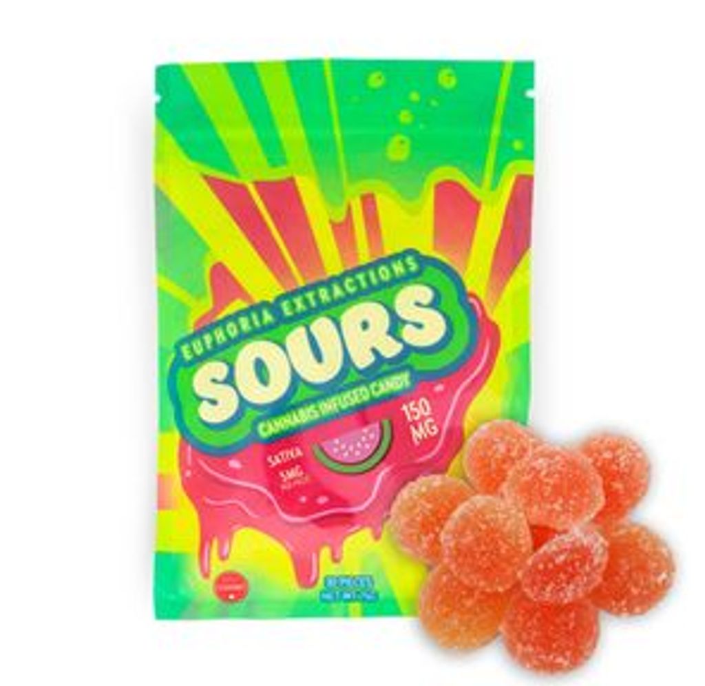 150mg Sativa Watermelon Sours by Euphoria Extractions (5mgx30)