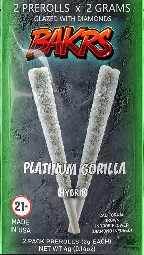 Bakrs Duo Pre Rolls - Hybrid, Platinum Gorilla