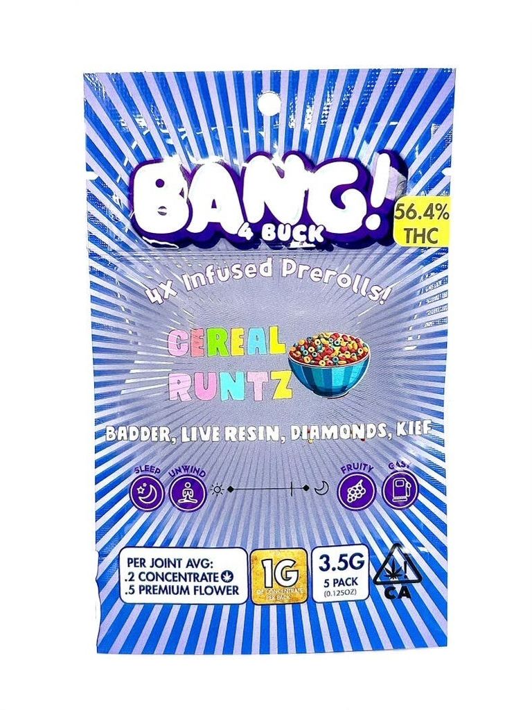 Bang 4 Buck - Cereal Runtz - 5pk x 0.7g = 3.5g, INFUSED!