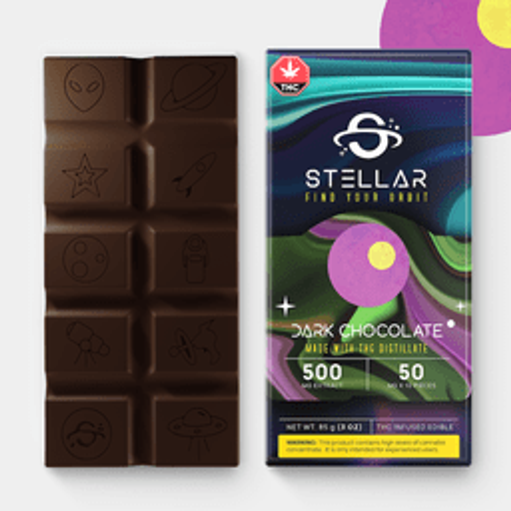 Purchase 500mg Vegan Deep Space Dark Chocolate Bar by Stellar Treats by
