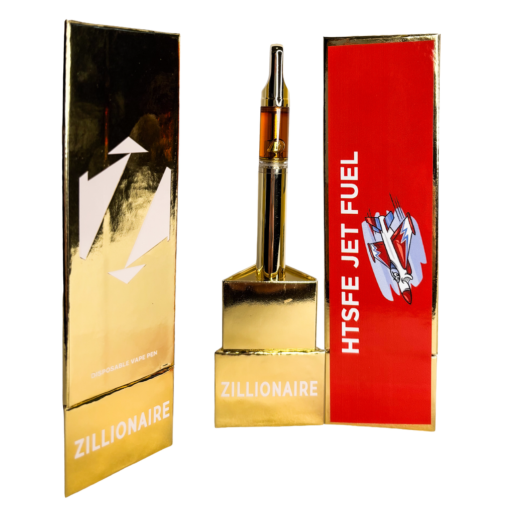 1.1G Zillionaire Disposable Vape - HTFSE Jet Fuel - 2pc: $55, 5pc: $115. 10pc: $200