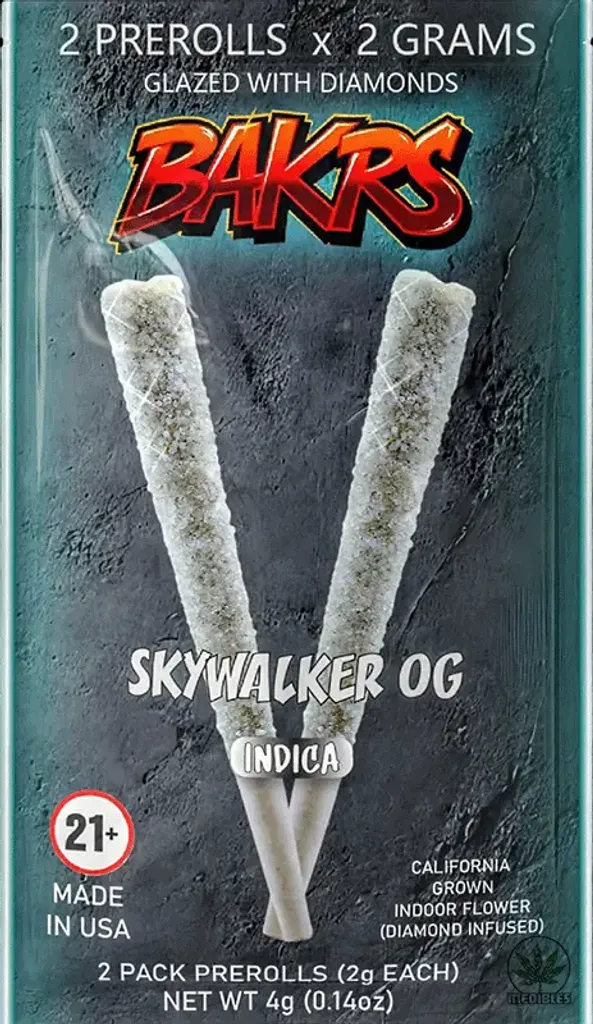 Bakrs Duo Pre Rolls - Indica, Skywalker OG