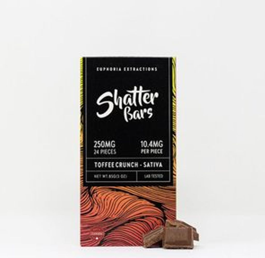 250mg Sativa Toffee Crunch Shatter Bar by Euphoria Extractions