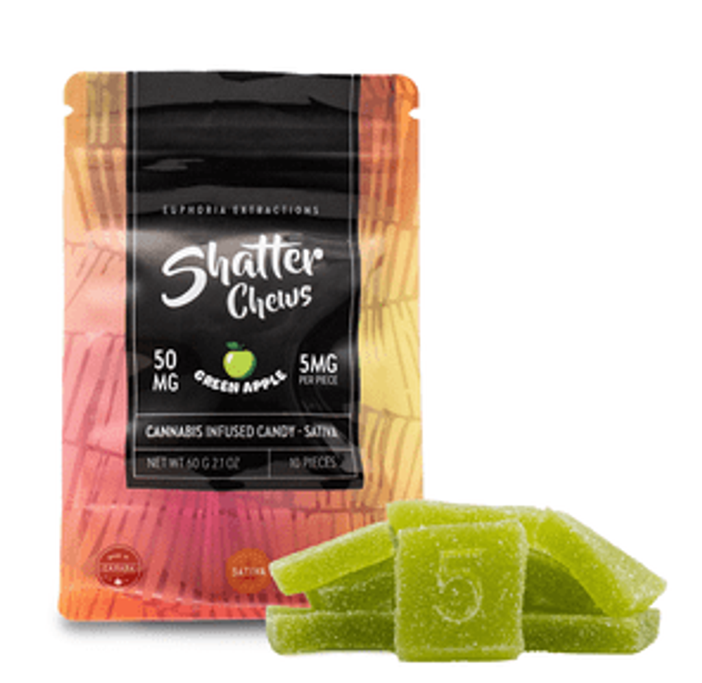 50mg Sativa Green Apple Shatter Chews by Euphoria Extractions (5mg x10)