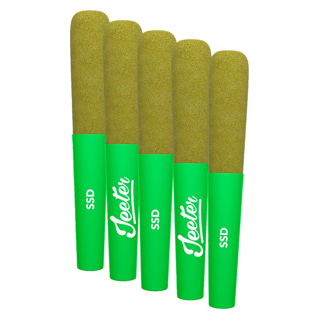 Baby Jeeter Infused Strawberry Sour Diesel Pre-Rolls 5 Pack <br>Sativa <br>38.1%