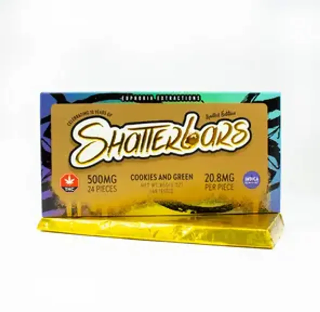 500mg Indica Cookies and Green Shatter Bar by Euphoria Extractions GOLDEN TICKET INSIDE