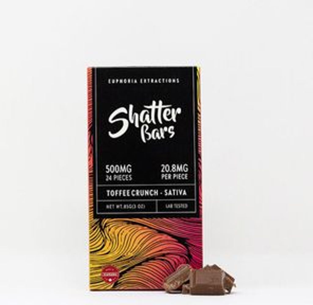 500mg Sativa Toffee Crunch Shatter Bar by Euphoria Extractions