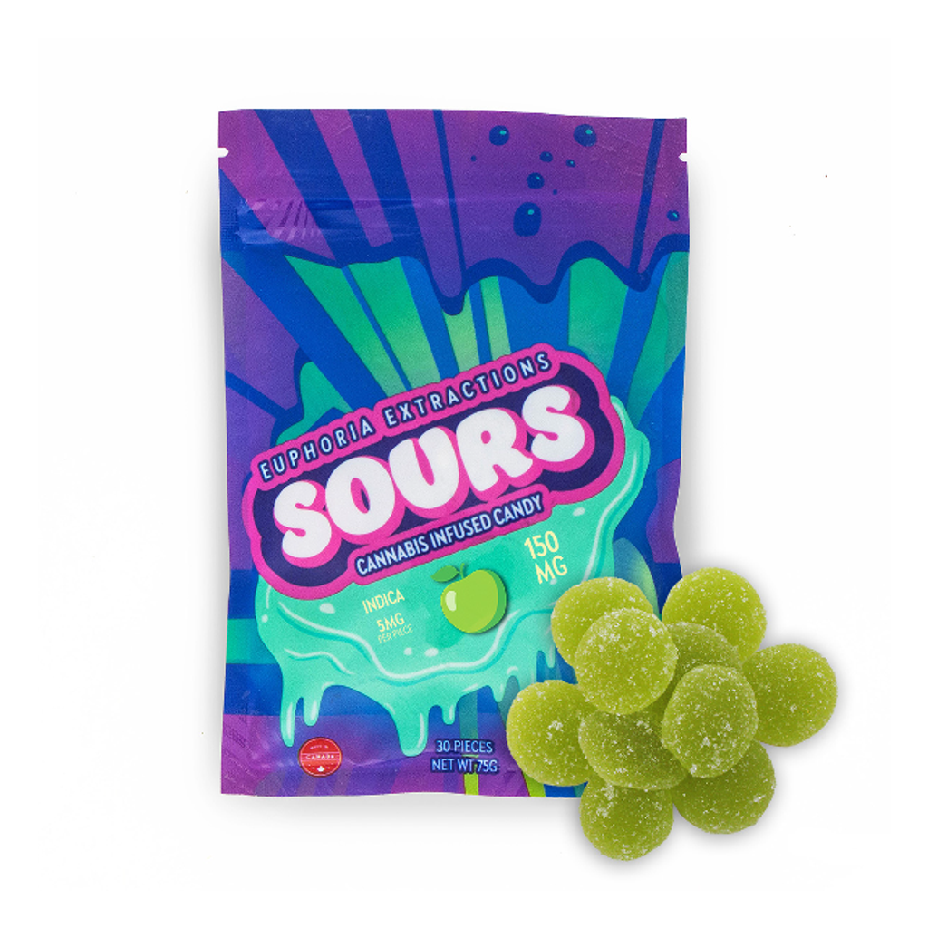Indica 150mg Sour Gummies Green Apple