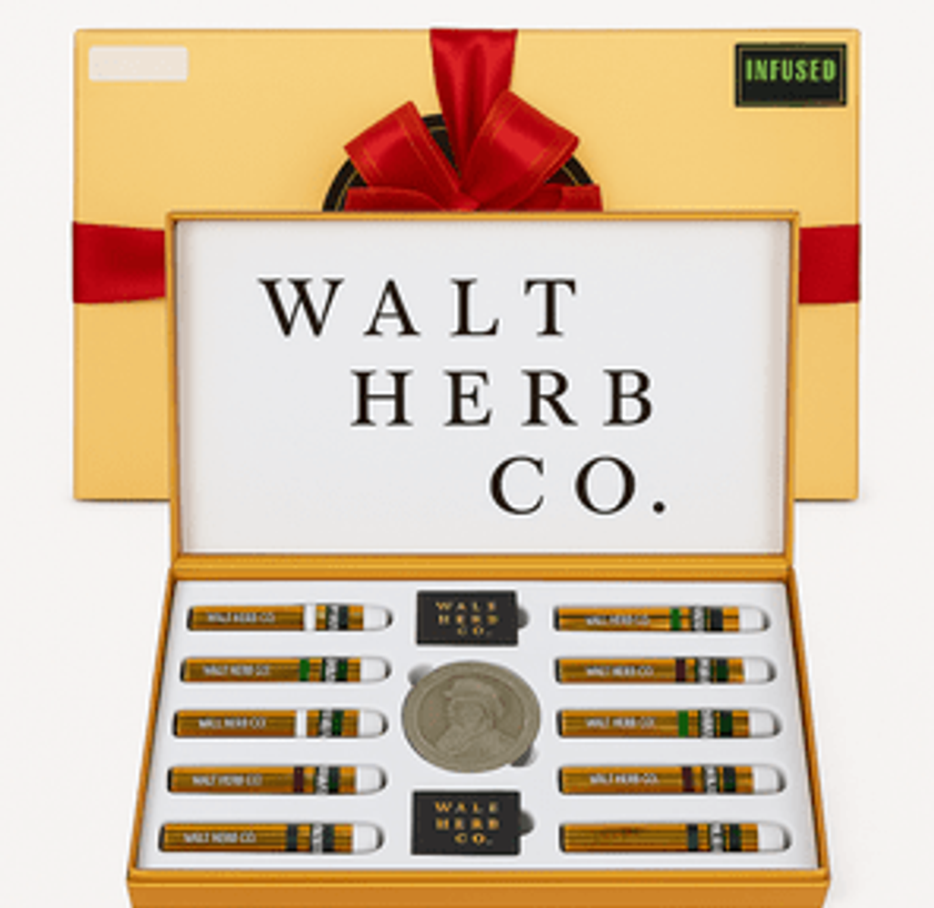 The Gold Gift Box 10 X 1G Infused Megaman Pre-Roll Box by Walt Herb Co.