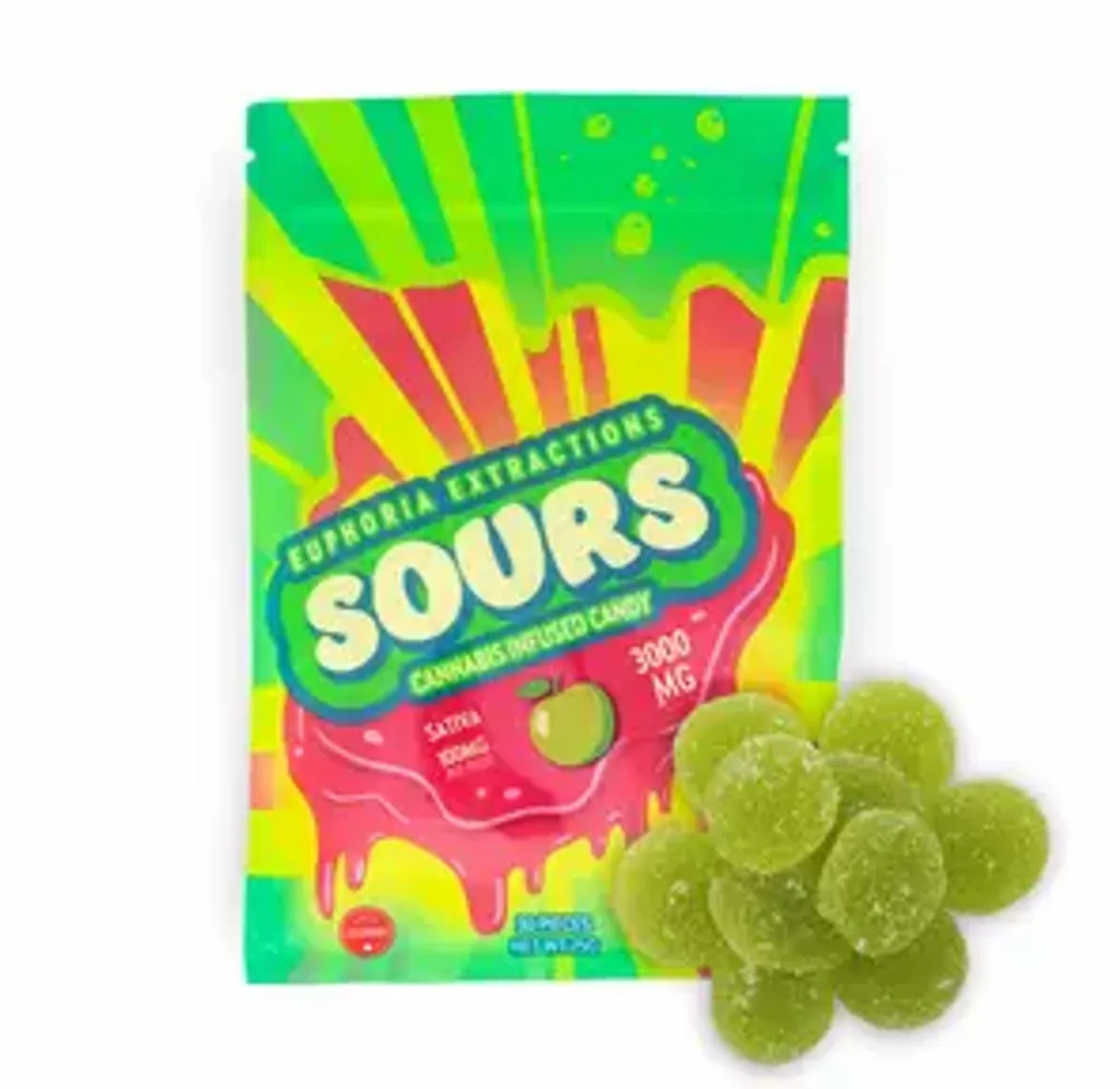 3000mg Sativa Green Apple Sours by Euphoria Extractions (100mgx30)