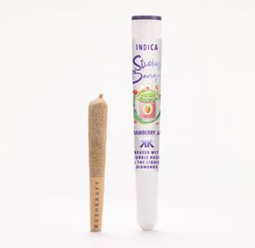 1 x 0.5g Infused Sticky Banger Pre-Roll Indica Strawberry Jam by KushKraft