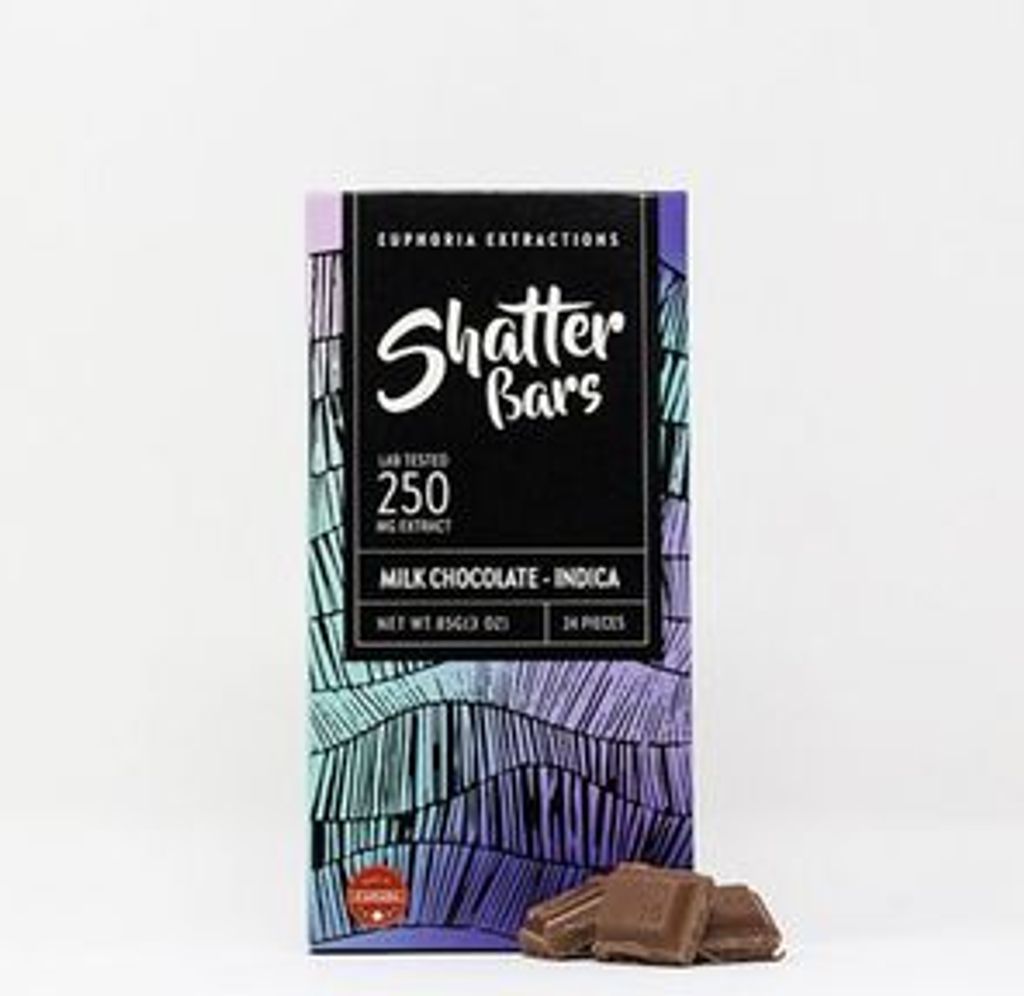 250mg Indica Milk Chocolate Shatter Bar by Euphoria Extractions