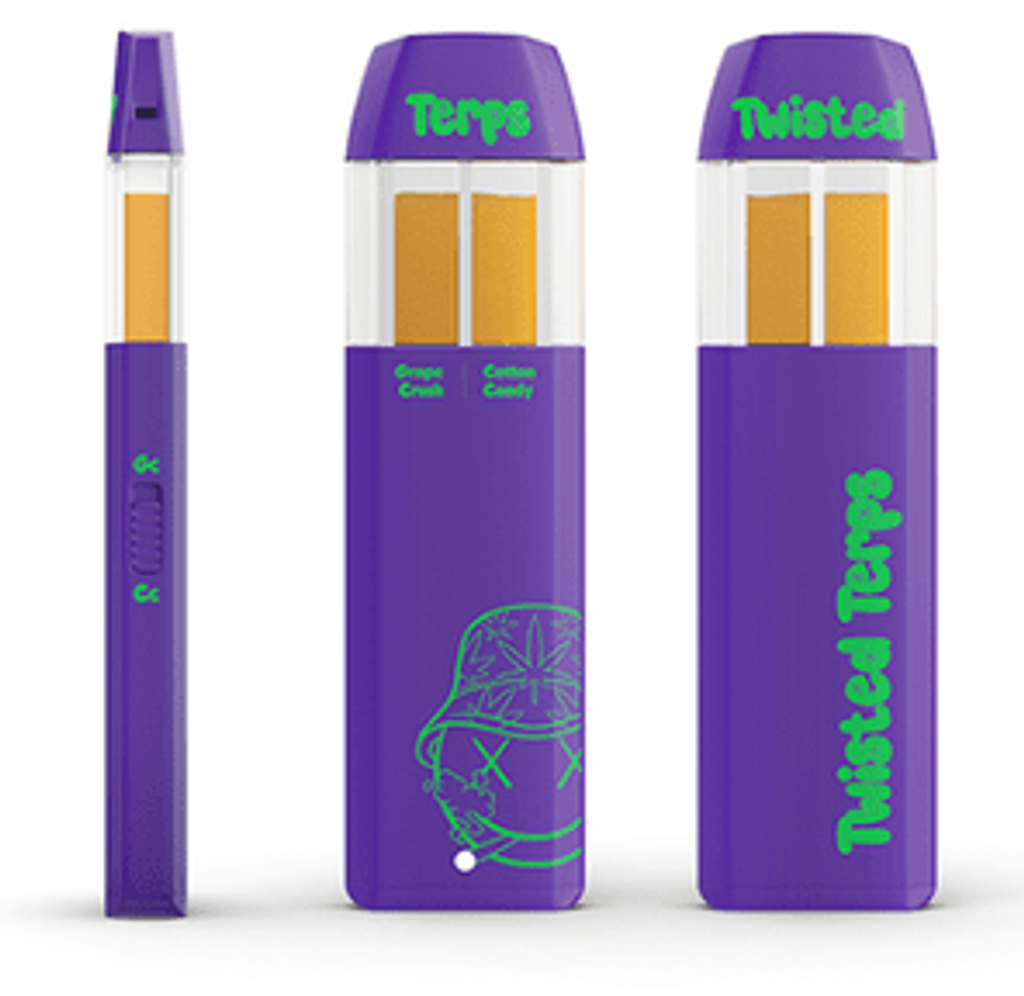 2ml Dual Chamber Vape by Twisted Terps Crush Juice: Cotton Candy