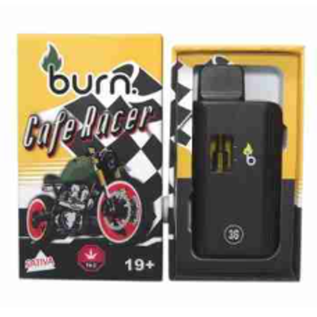 3 Gram Burn Disposable Vapes – Cafe Racer (Sativa Dominant Hybrid) (3 Gram)