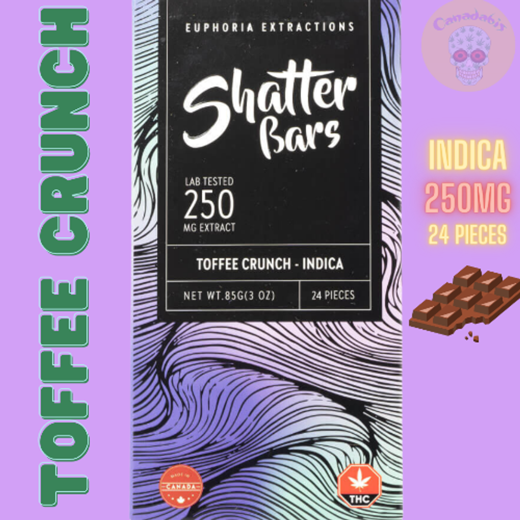Euphoria Extractions Shatter Bars Toffee Crunch Indica 250mg
