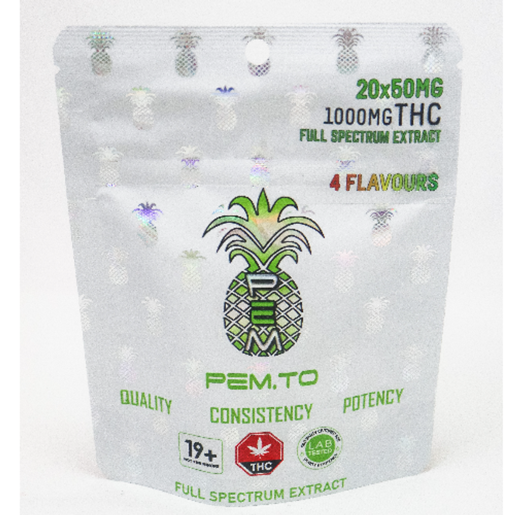 THC Gummy Bears - 1000 mg Pack - Cannabis Edibles - Gummies - [20 bears x 50 mg each]