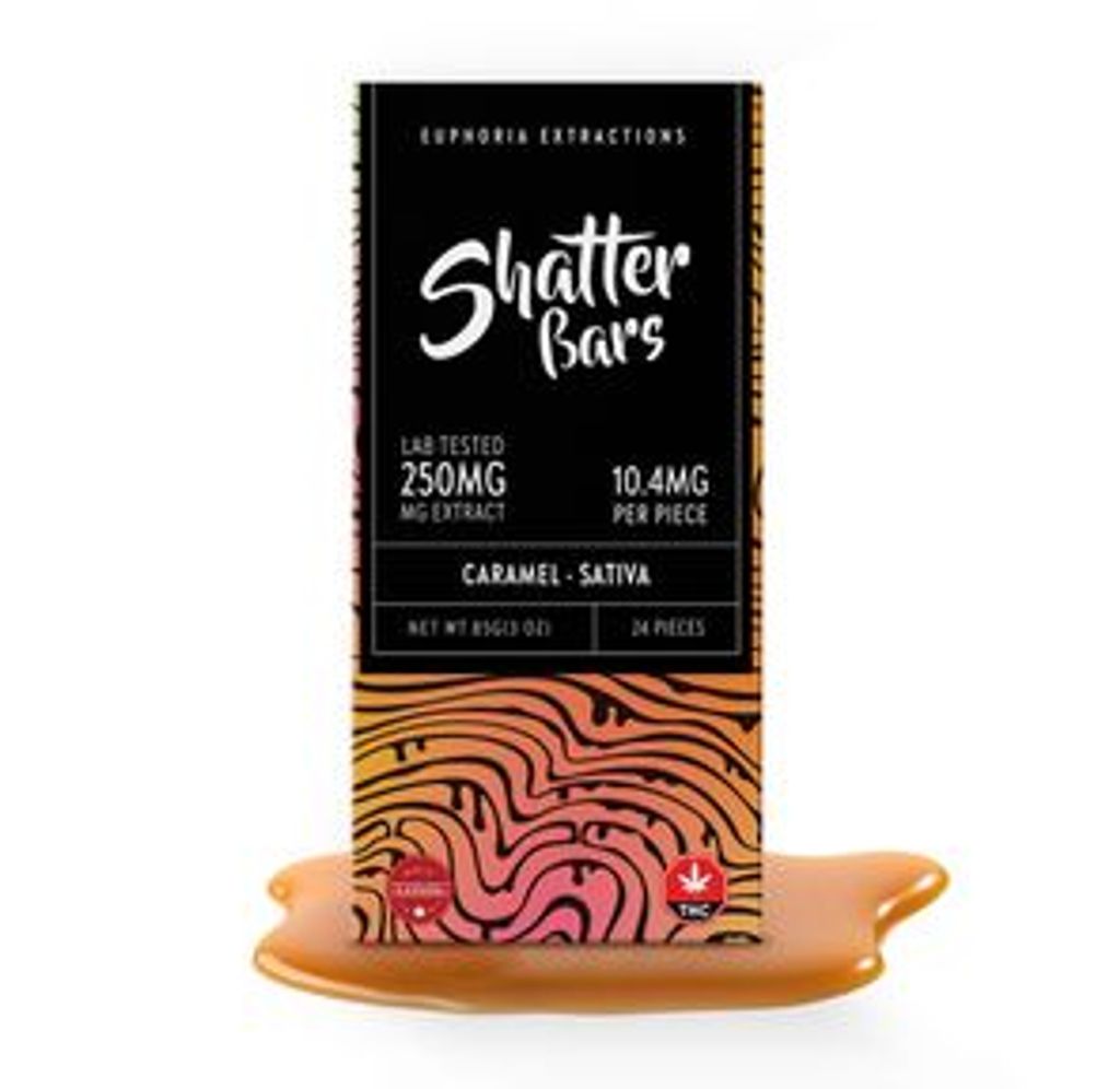 250mg Sativa Caramel Shatter Bar by Euphoria Extractions