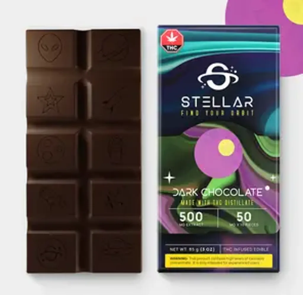 500mg Vegan Deep Space Dark Chocolate Bar by Stellar Treats