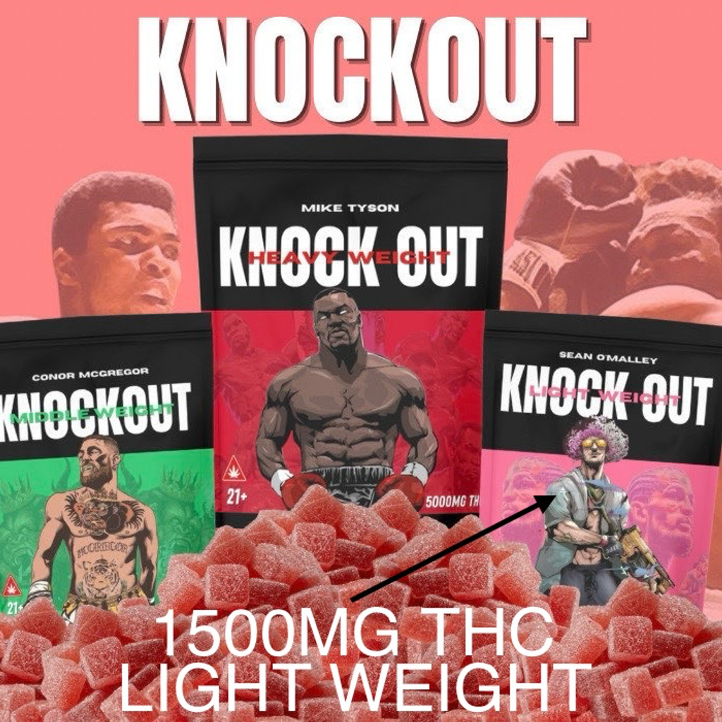 KNOCKOUT GUMMIES 1500MG THC (3 FOR $55) (7 FOR $100) (LIGHTWEIGHT - SEAN O’MALLEY)
