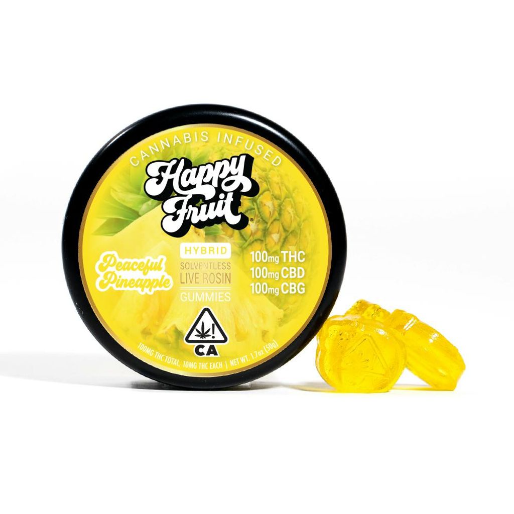 Peaceful Pineapple Rosin Gummies - 100mg THC + 100mg CBD + 100mg CBG
