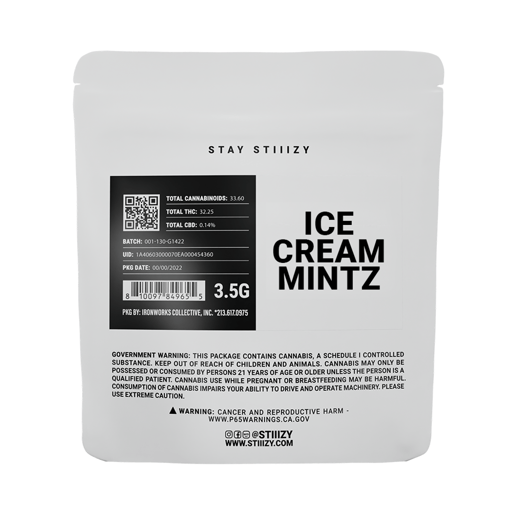  Ice Cream Mintz 3.5g White Label Mylar Stiiizy Leafythings