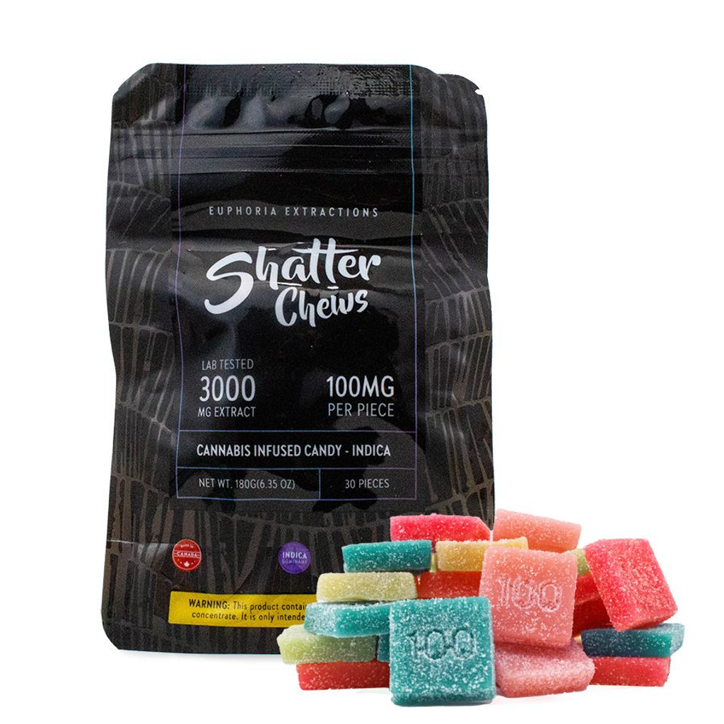3000mg Indica Party Pack Shatter Chews by Euphoria Extractions (100mgx30) - 4 units: $380