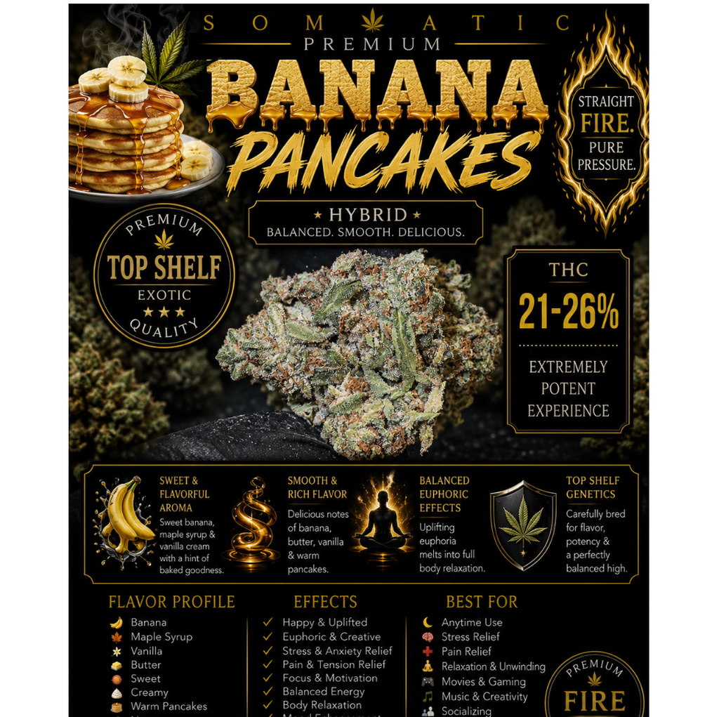 Banana Pancakes 🥞 | HYBRID | 21-26% THC | $60 for 2 Ozs | $90 for 4 ozs | $170 a half Pound | 