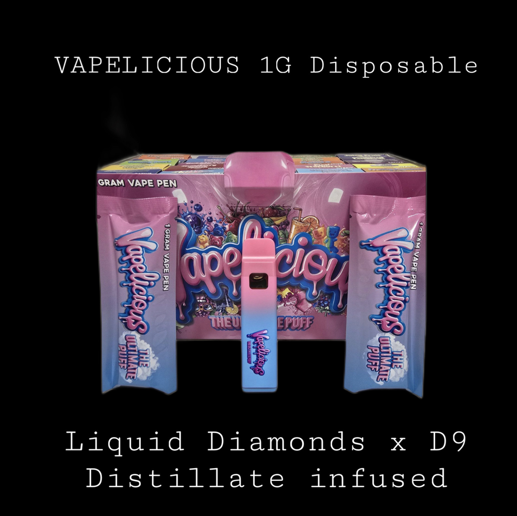 VAPELICIOUS 1G Vape Disposable ( Liquid Diamonds x D9 Distillate) | 1 for $30 | 2 for $50 