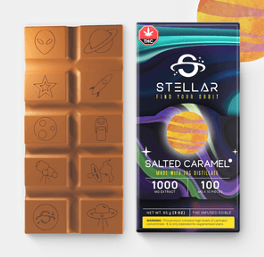 1000mg Spaceship Salted Caramel Chocolate Bar by Stellar Treats