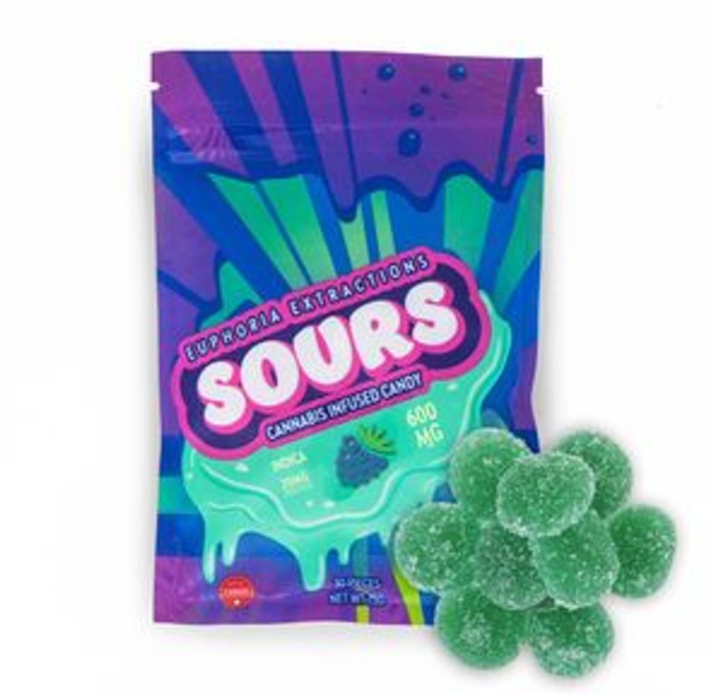 600mg Indica Blue Raspberry Sours by Euphoria Extractions (20mgx30)