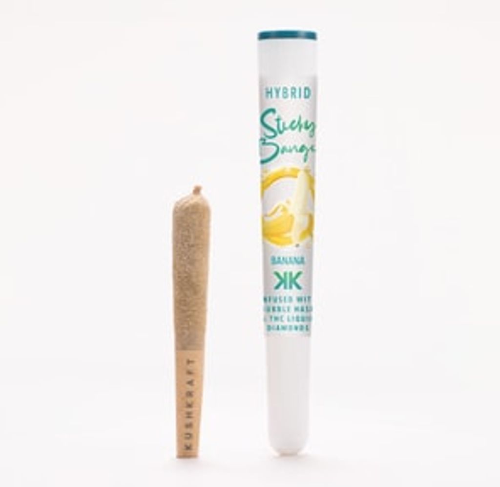 1 x 0.5g Infused Sticky Banger Pre-Roll Hybrid Banana by KushKraft