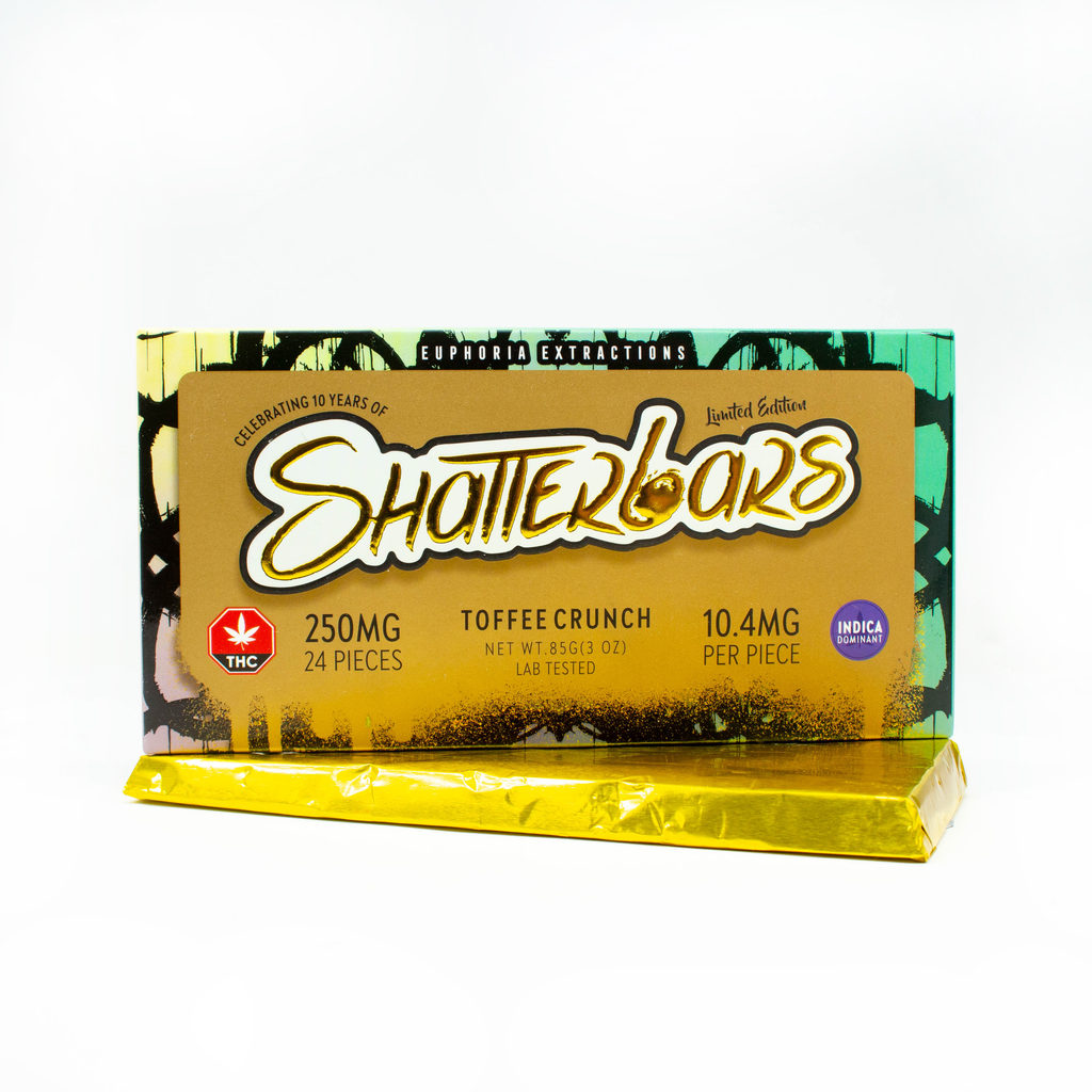 10 Year Anniversary Indica 250mg Toffee Crunch Shatter Bar