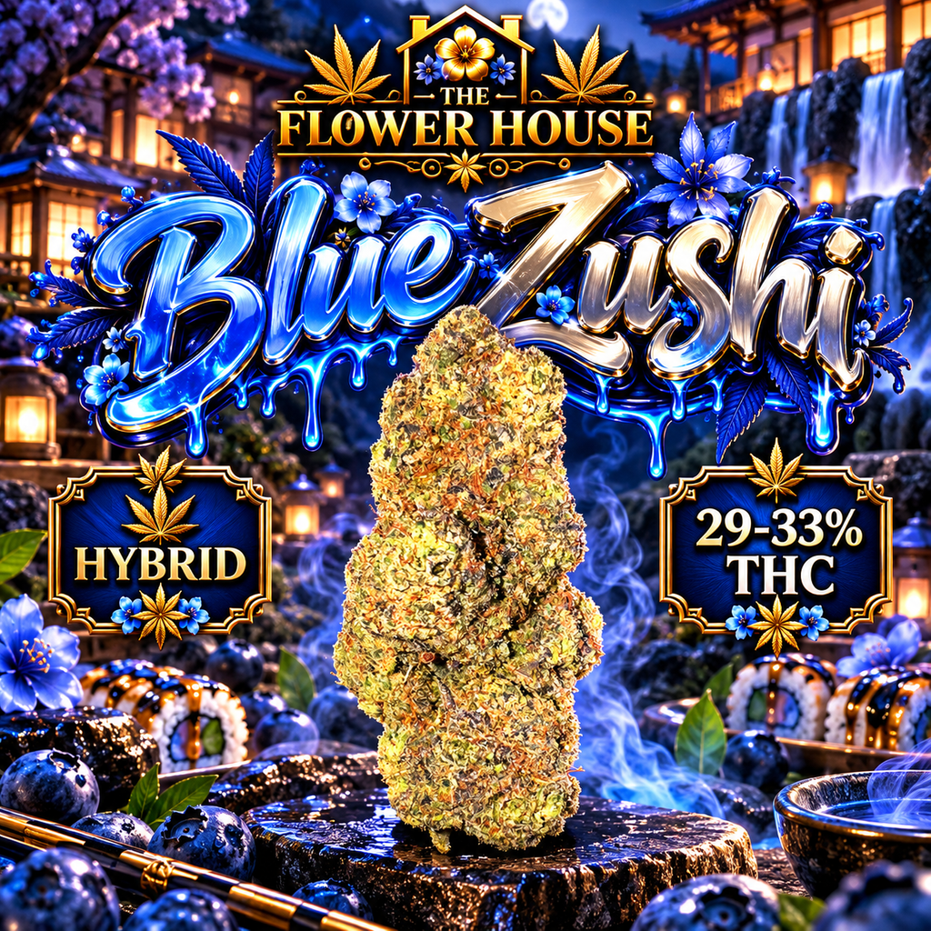 Blue Zushi • Hybrid • 29–33% THC • 1 OZ $100 • 2 OZ $150 • 4 OZ $320 