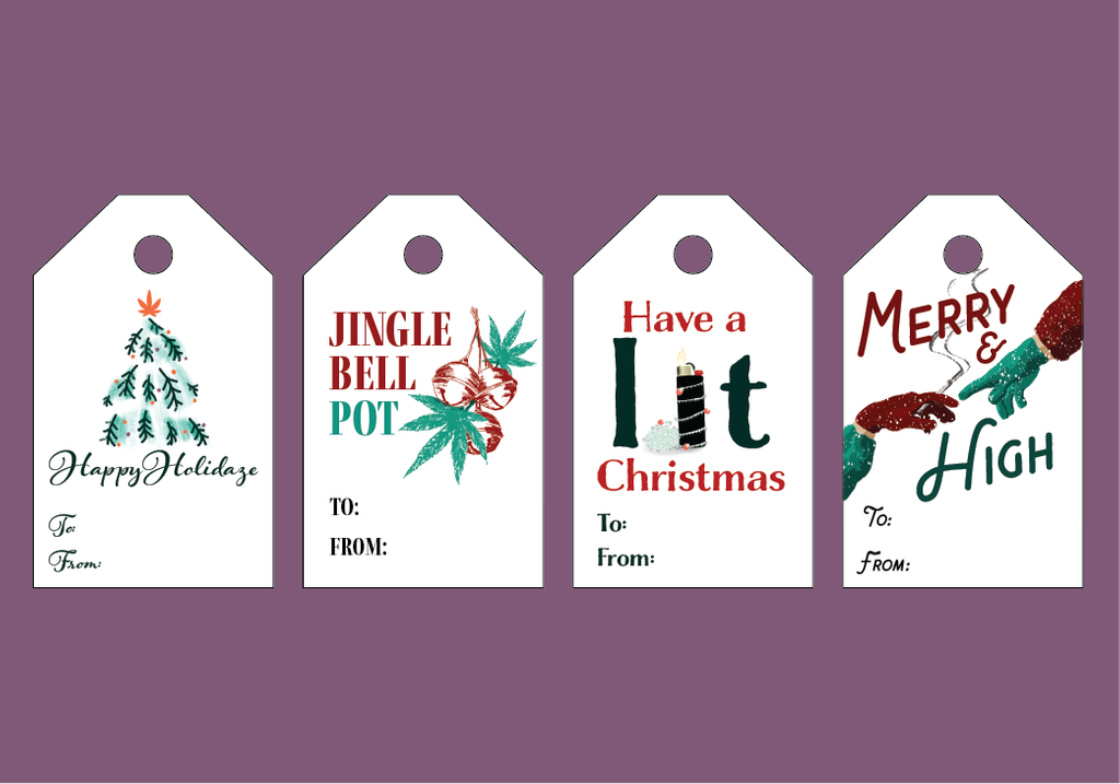 Printable Cannabis Christmas Tags