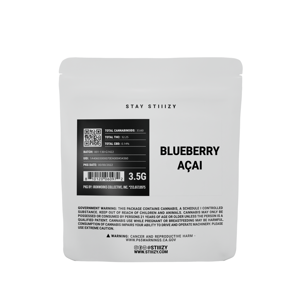 - BLUEBERRY ACAI - 3.5G White Label Mylar