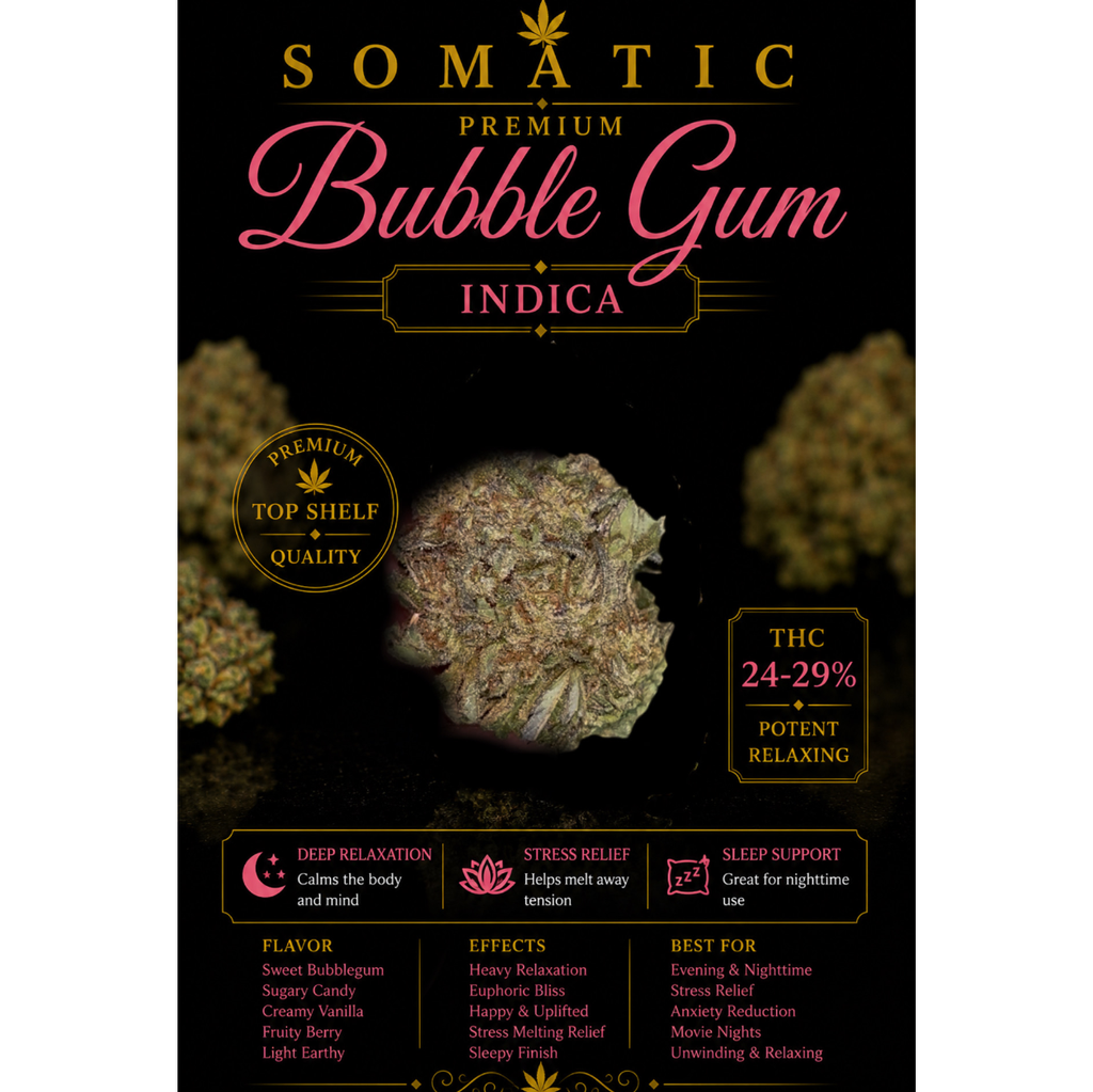 Bubble Gum | 21-27% THC | INDICA | $50 an oz | $75 for 2 Ozs | $120 for 4 ozs |
