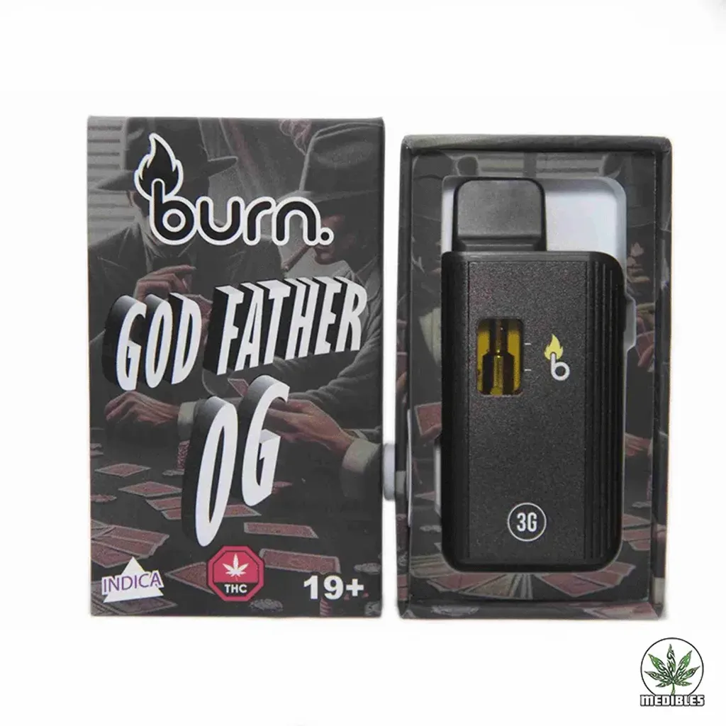 Burn 3g THC Disposable Vape - Indica, Godfather OG