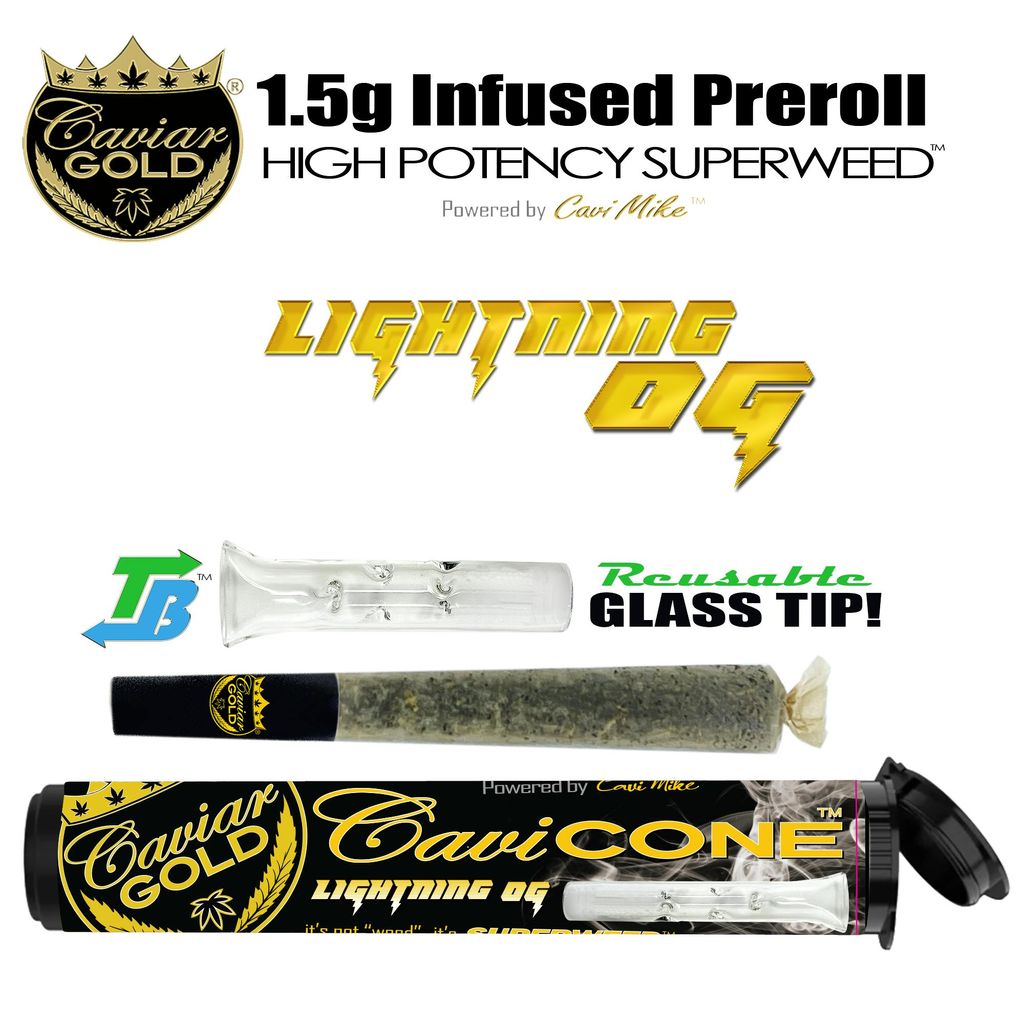 Caviar Gold L Cavi Cone L Lightning Og L 1.5g Infused PreRoll Caviar