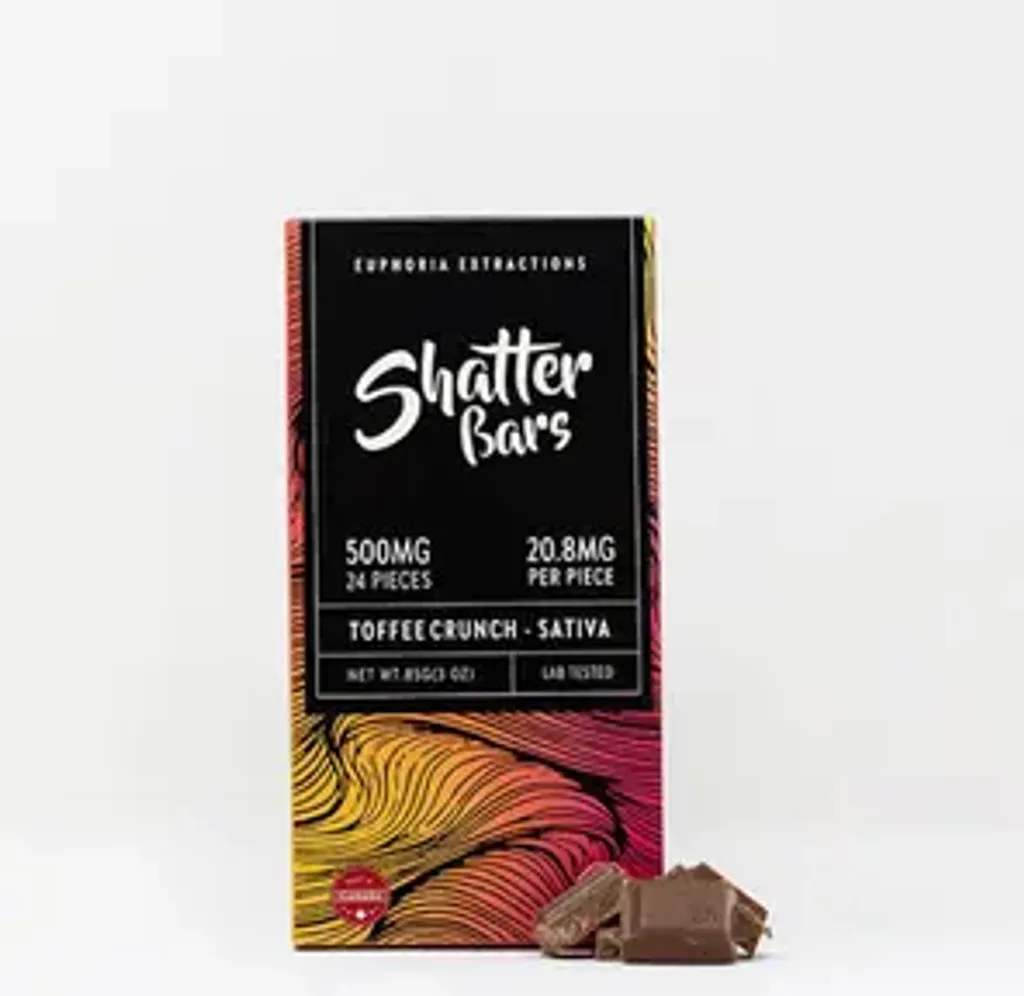 500mg Sativa Toffee Crunch Shatter Bar by Euphoria Extractions
