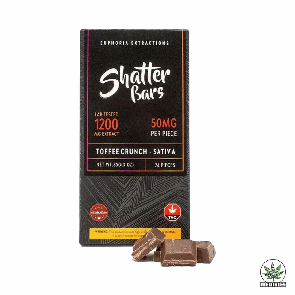 Euphoria Extractions Shatter Bars Sativa - Toffee Crunch, 1200mg