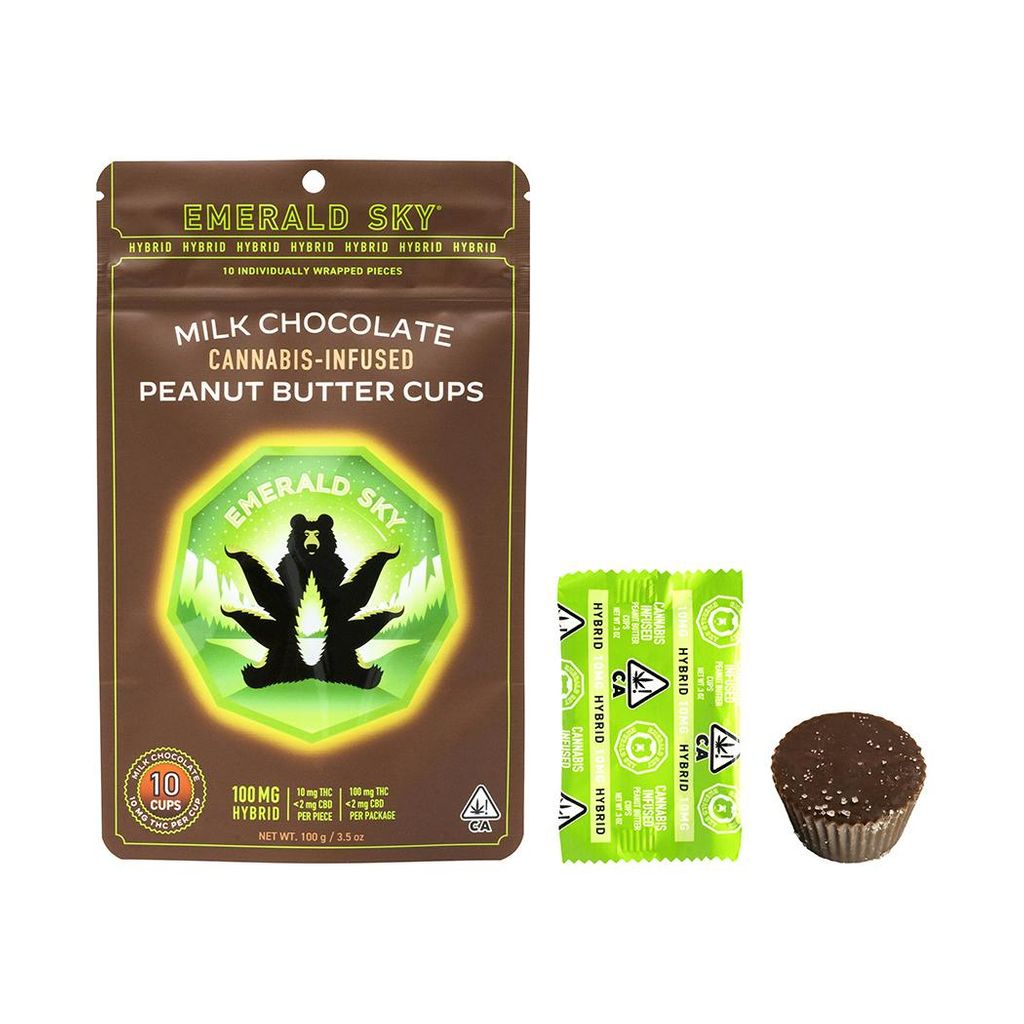 Emerald Sky Milk Chocolate Peanut Butter Cups - Hybrid 100mg 10pk