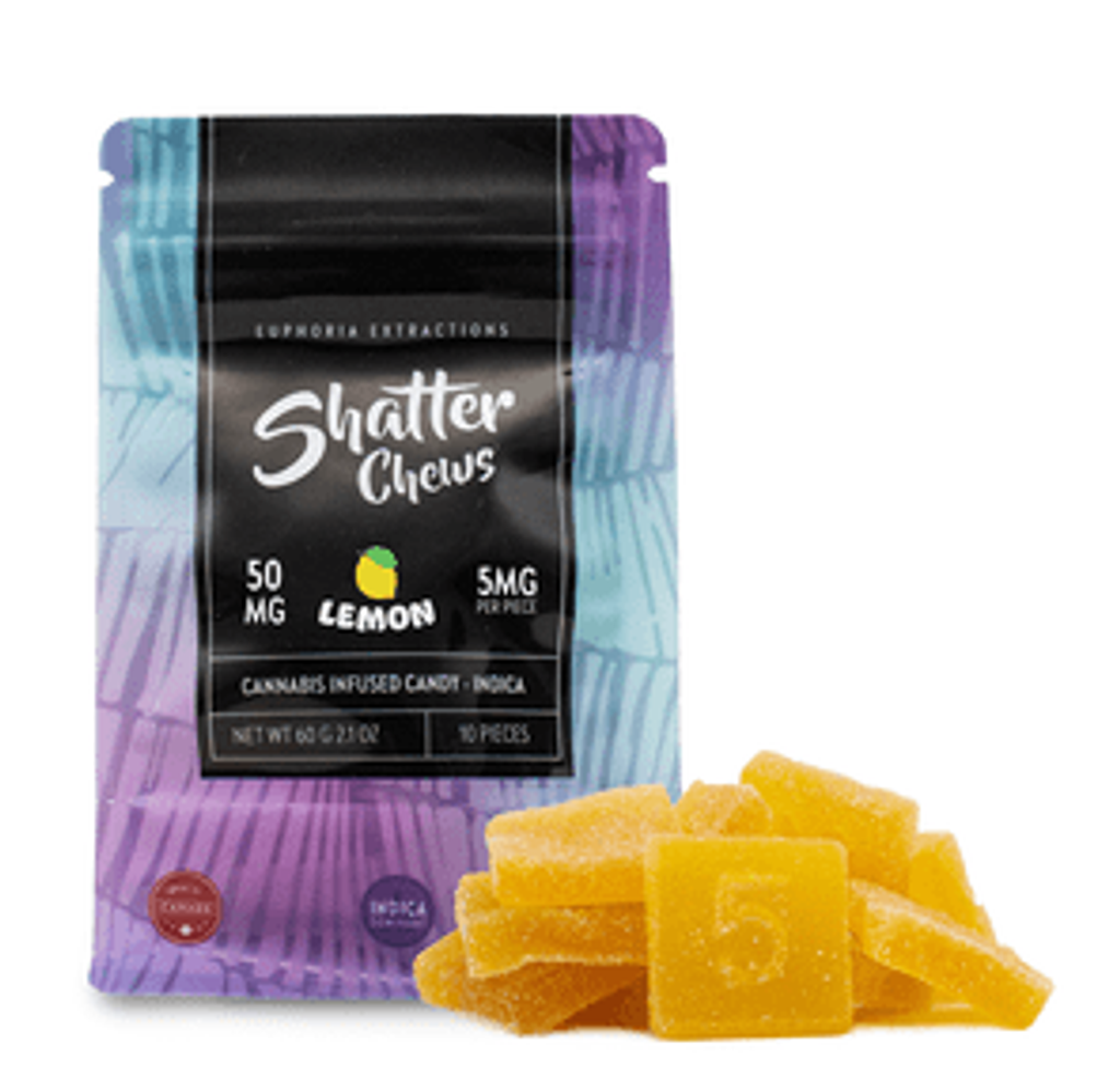 50mg Indica Lemon Shatter Chews by Euphoria Extractions (5mg x10)