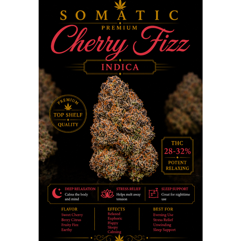 Cherry Fizz | HYBRID | 28-32% THC | $100 an oz | $150 for 2 Ozs | 
