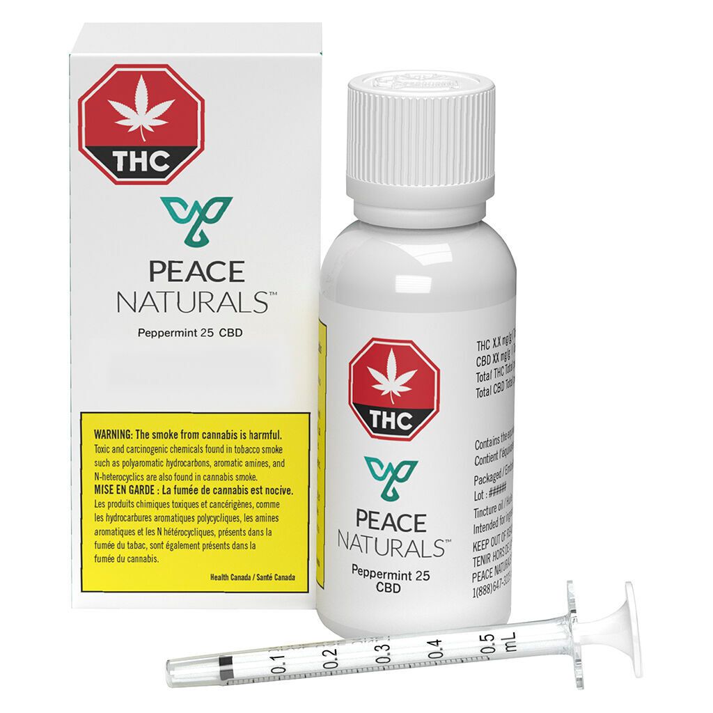 Peace Naturals - Peppermint 25 CBD Oil - 25ml Hybrid ~Sale