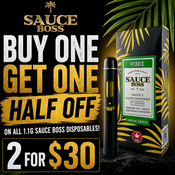 2 FOR $30 ON ALL SAUCE BOSS 1.1g DISPOSABLES!